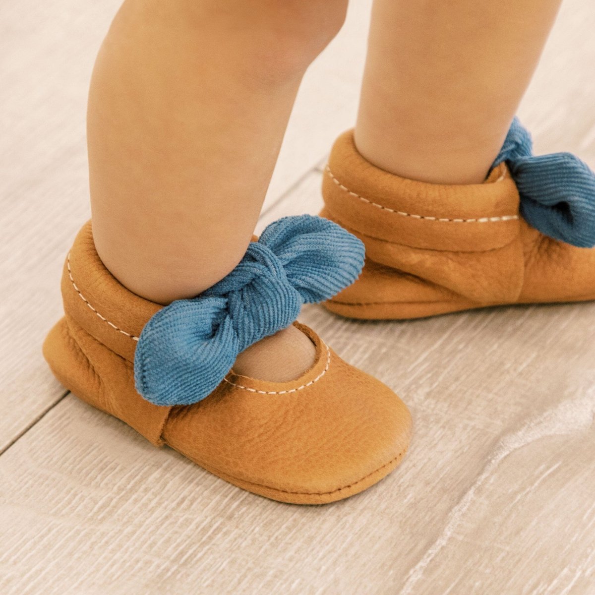 Corduroy Cowgirl Knotted Bow Baby Shoe Knotted Bow Mocc by Freshly Picked – Don't Panic Shoes