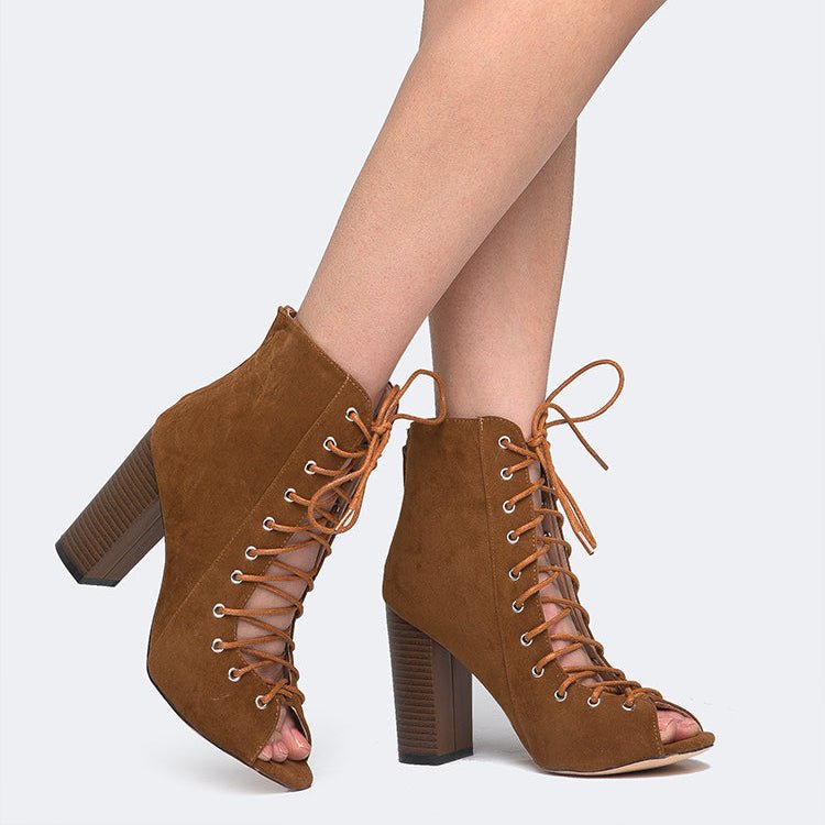 Corrine | Camel Suede Booties by J.Adams – Don't Panic Shoes