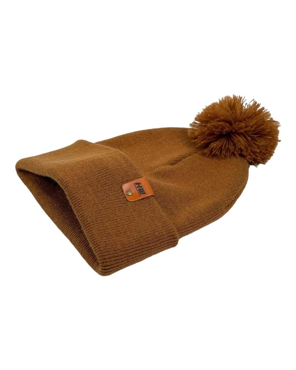 Cpp1 Haakwear Pompom Beanie Knit Hat Camel Brown Cpp1 Beanie by Haakwear Usa – Don't Panic Shoes