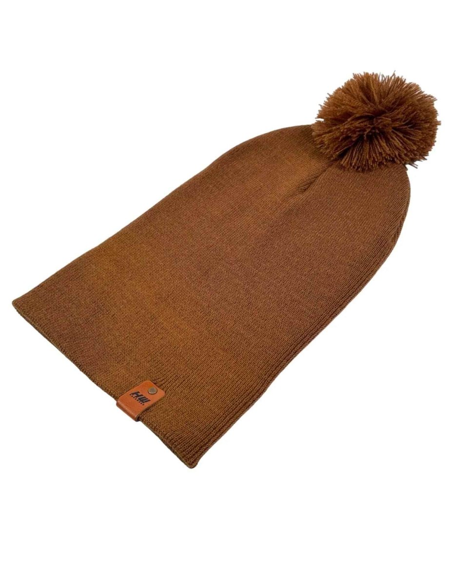 Cpp1 Haakwear Pompom Beanie Knit Hat Camel Brown Cpp1 Beanie by Haakwear Usa – Don't Panic Shoes