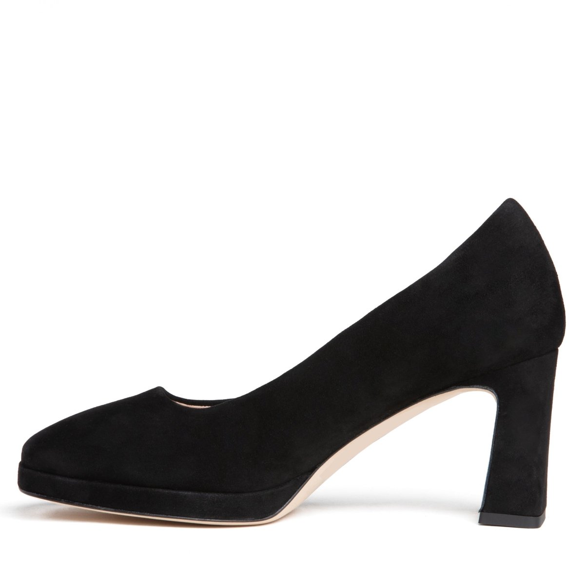 Cristina Platform Pump Black Suede 70mm Block Heel Comfort Heels by Beautiisoles – Don't Panic Shoes