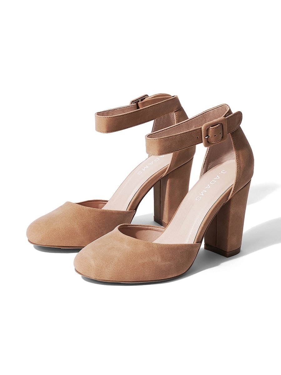 Cuppy | Beige Nubuck Heels by J.Adams – Don't Panic Shoes