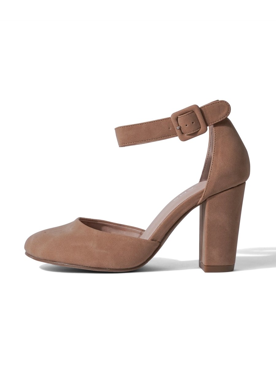 Cuppy | Beige Nubuck Heels by J.Adams – Don't Panic Shoes