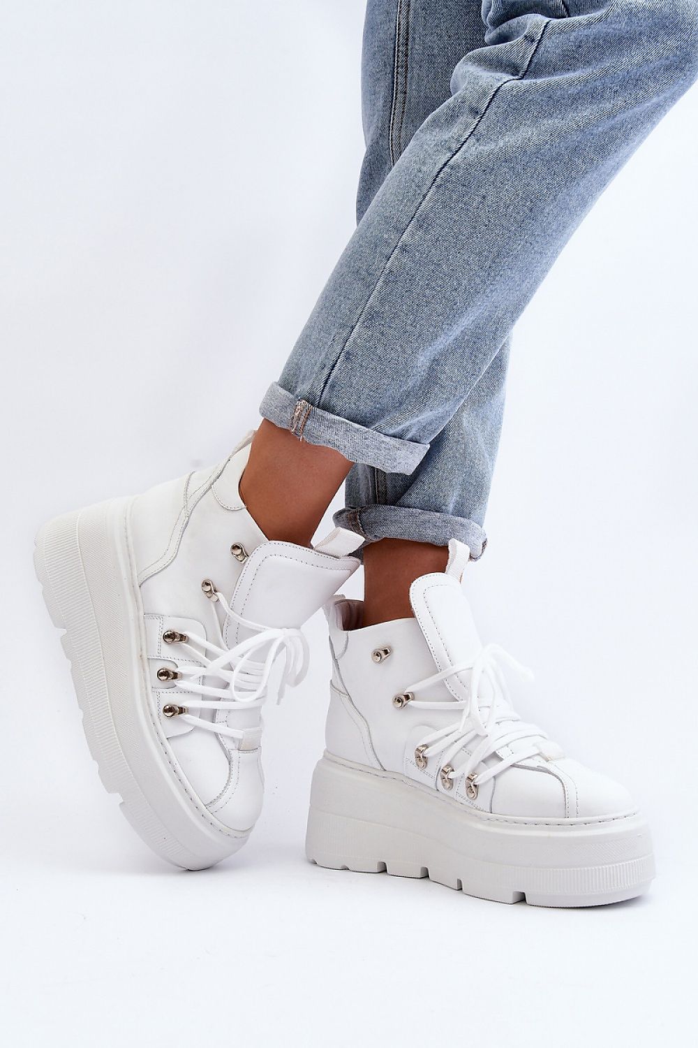 Ermelle Sculpted Platform Sneakers Everyday Wear Leather