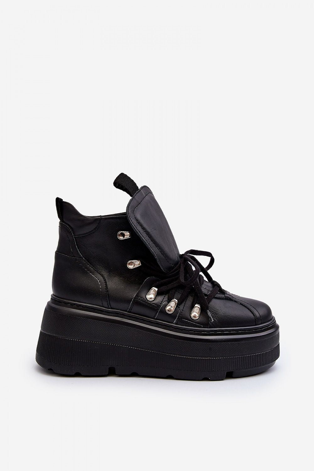 Ermelle Sculpted Platform Sneakers Everyday Wear Leather