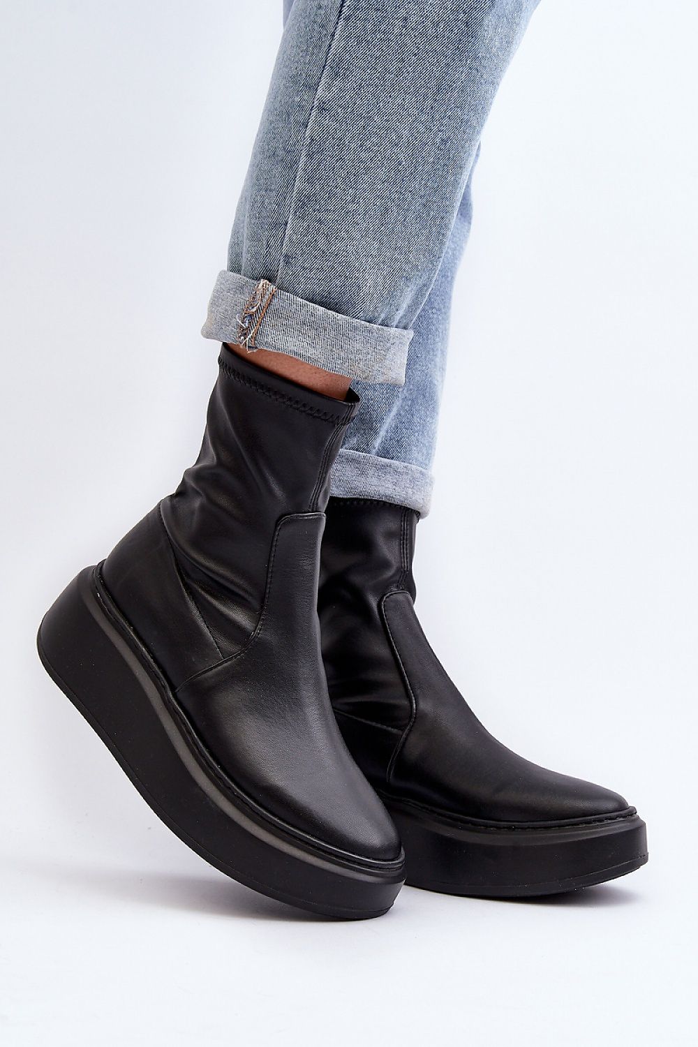 Zovela Leather Platform Slip-On Boots