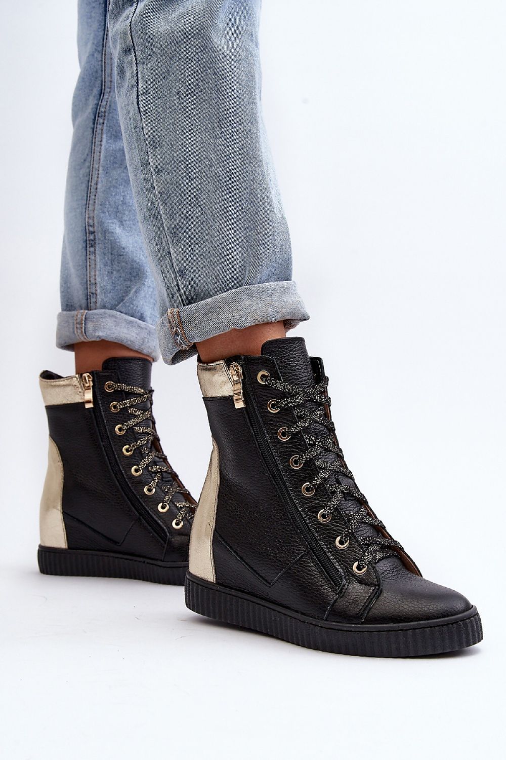Revina Hidden Wedge Leather Sneakers