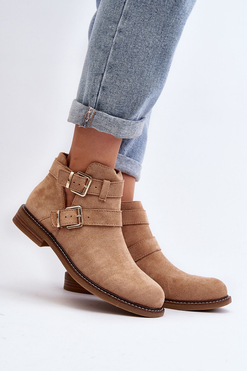 Velonna Suede Buckled Spring Boots