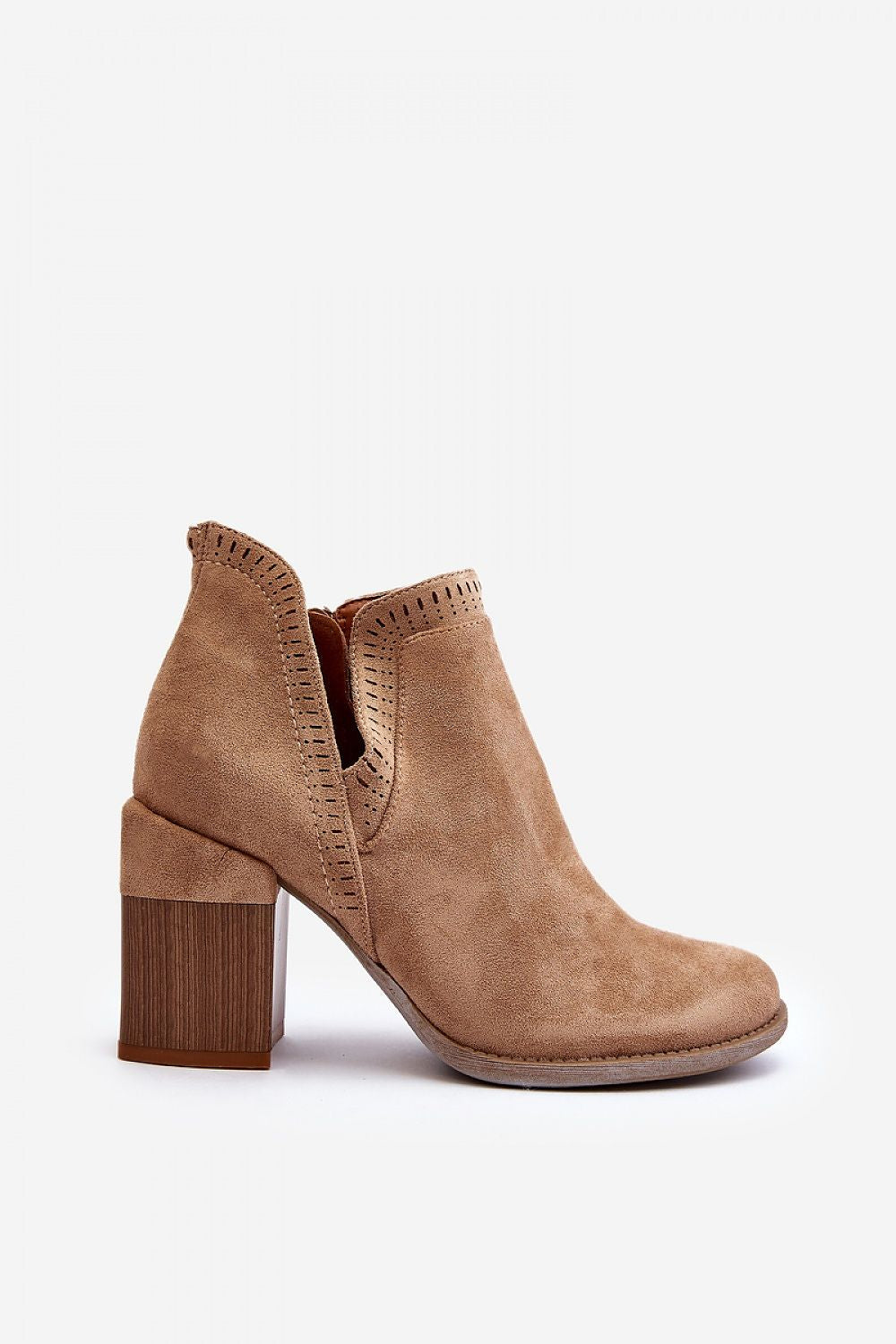 Callina Spring Suede Ankle Boots Wide Block Heel Eco Suede
