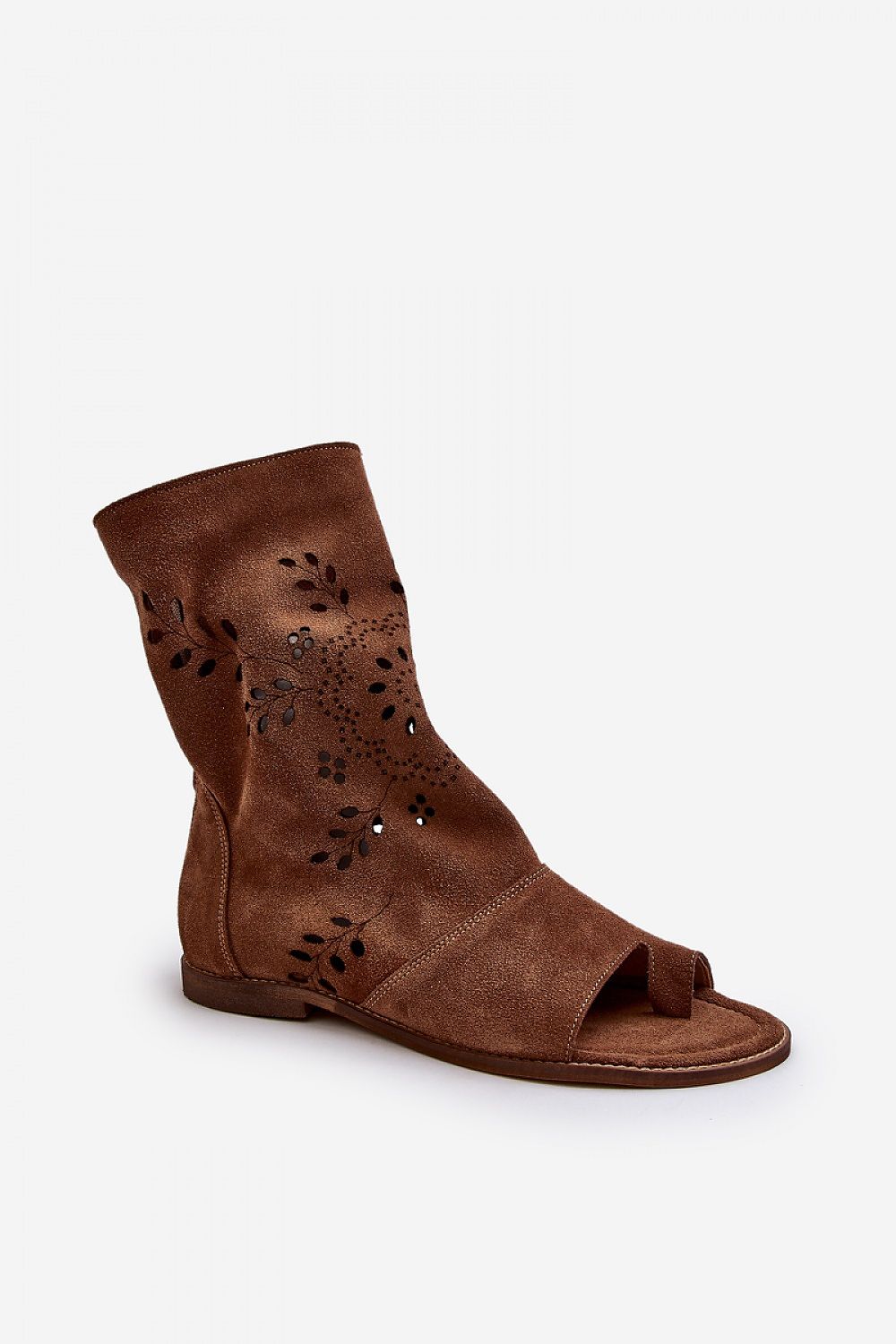 Avelynna Suede Openwork Zip Sandals