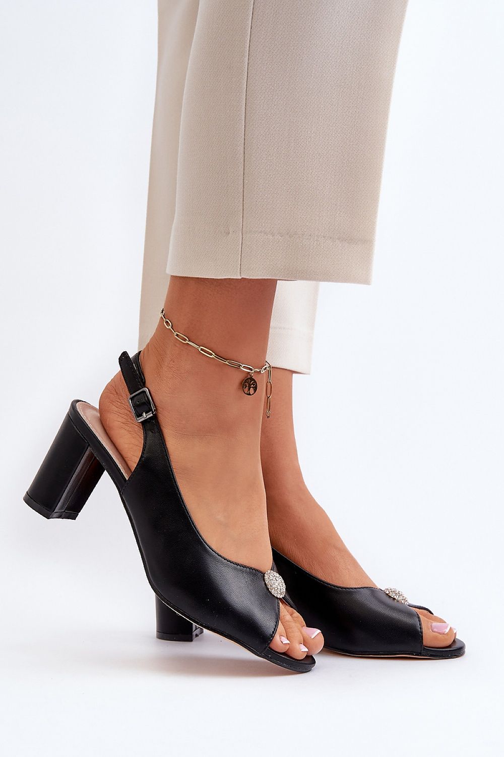 Nivaria Ornamented Heel Strap Sandals