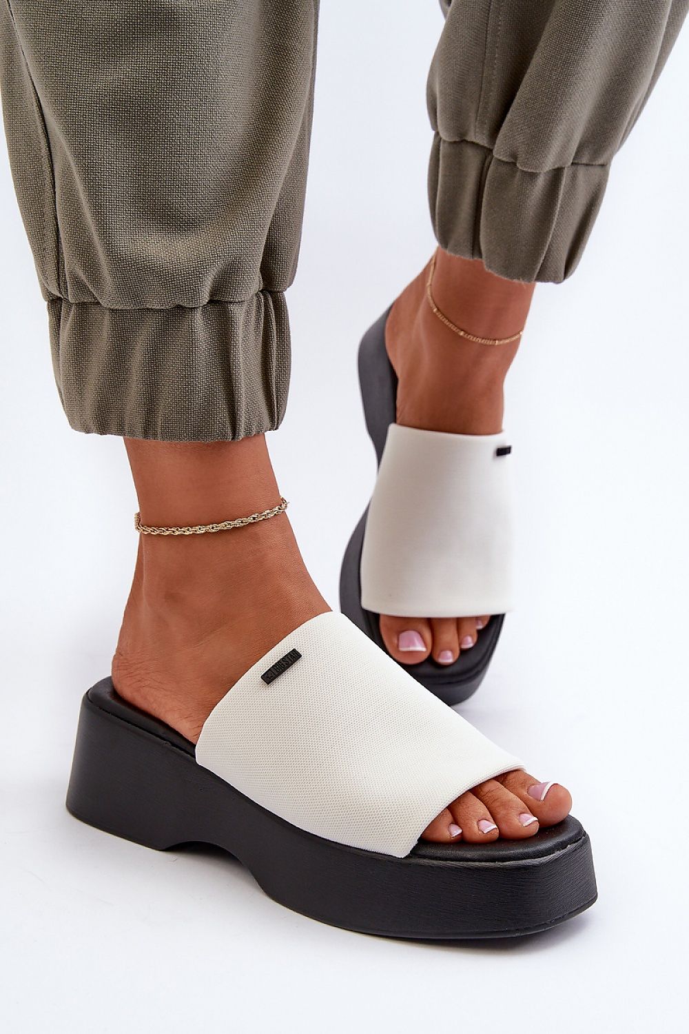 Renavie Platform Fabric Slide Sandals