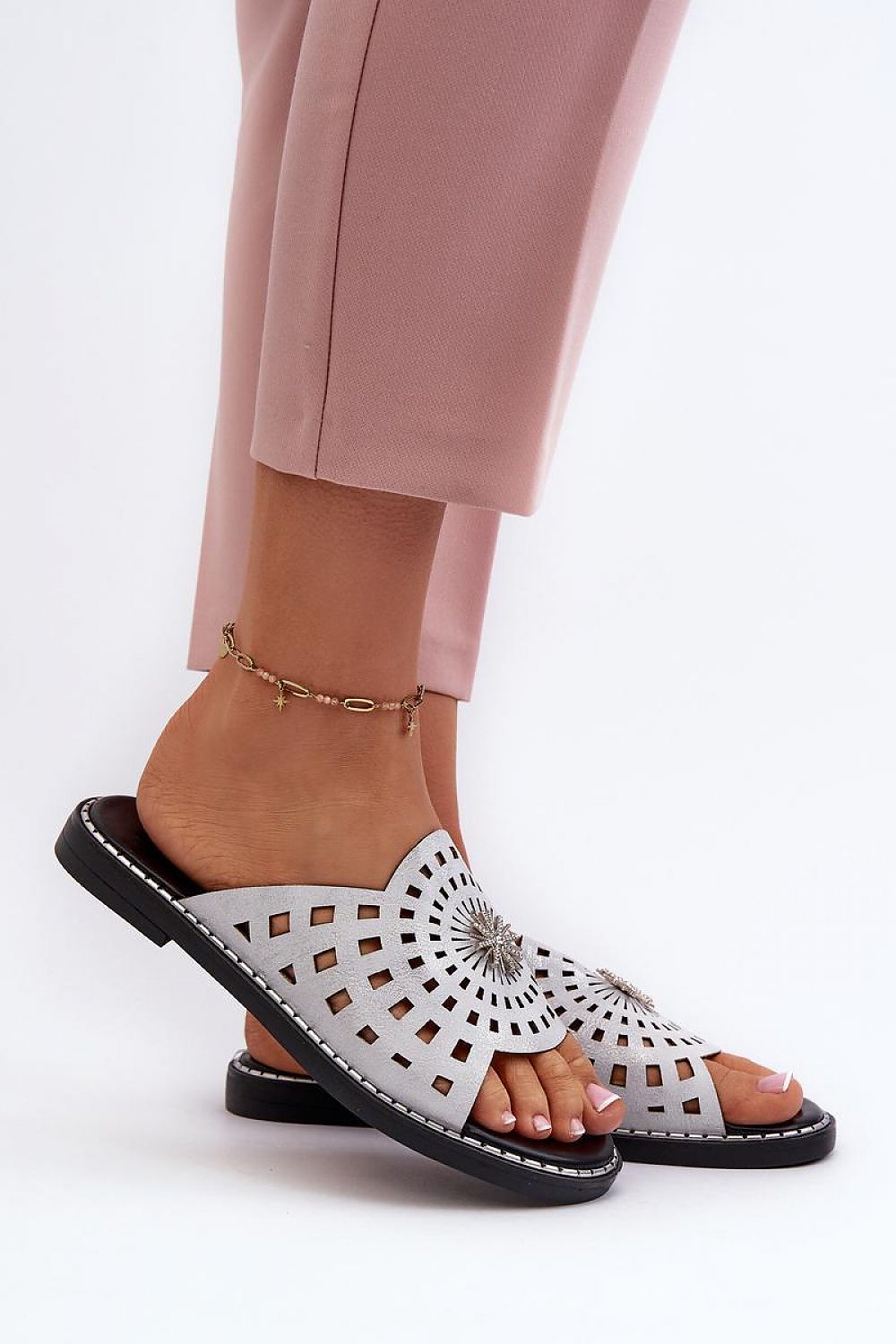 Orletta Flat Slides With Cutout Detail Vegan Leather