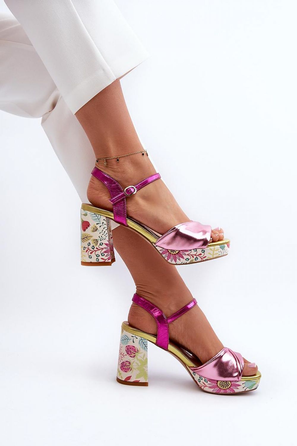 Florvella Patterned Block Heel Sandals