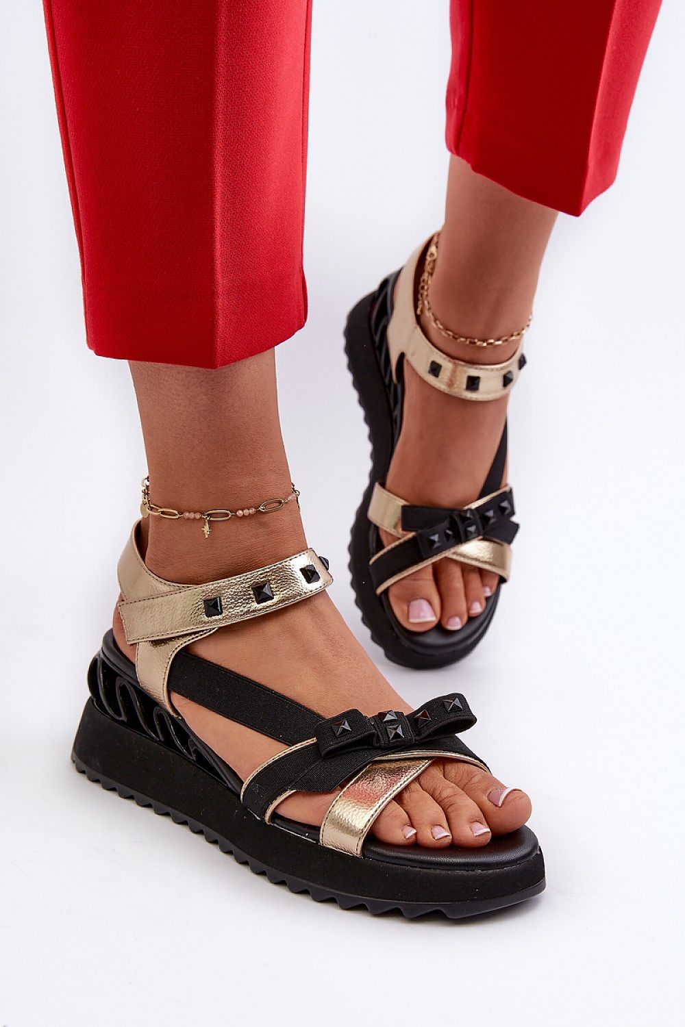 Aurelline Strap Bow Wedge Sandals