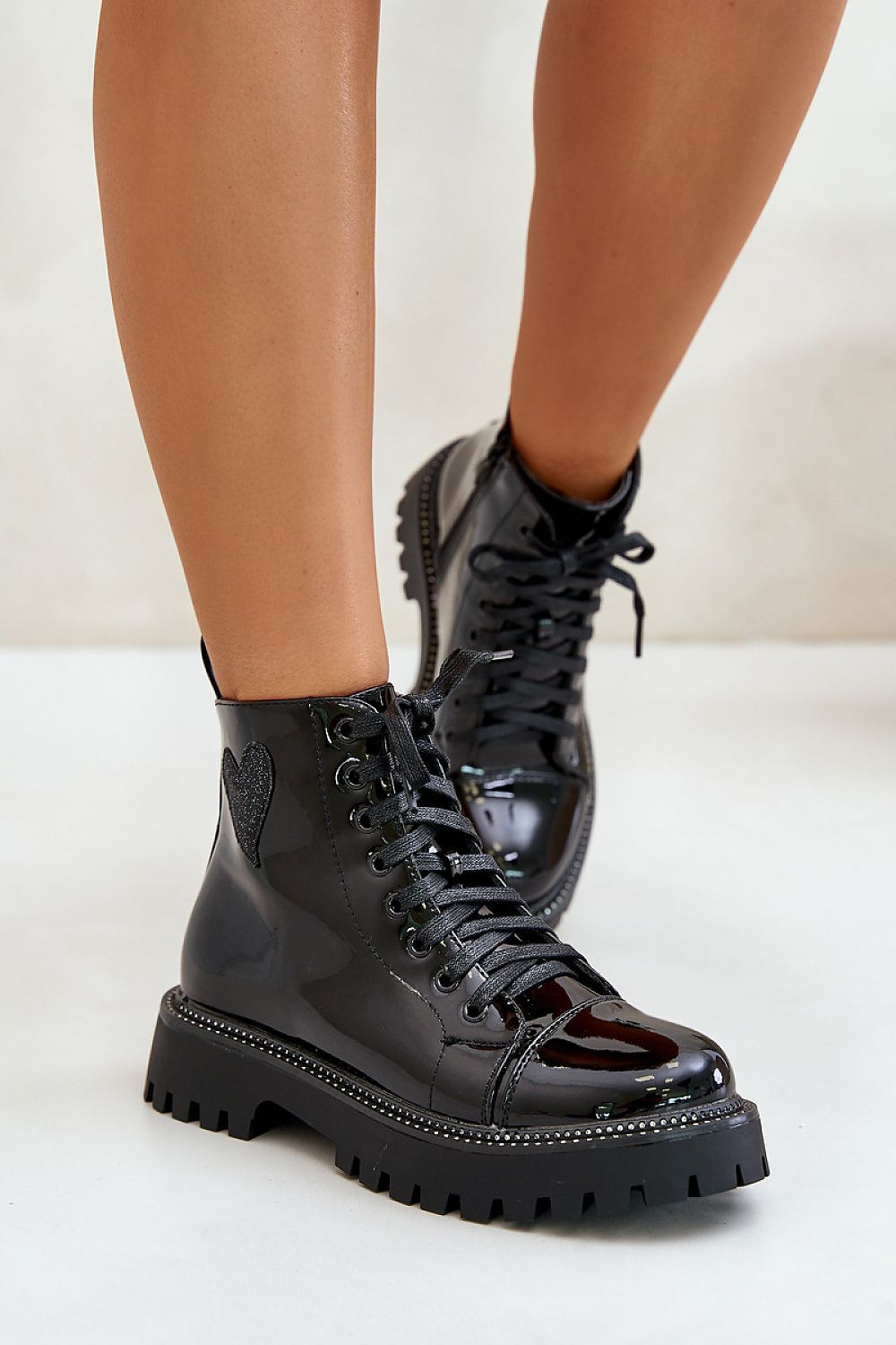 Vellora Glitter Heart Women’s Vegan Leather Ankle Boots