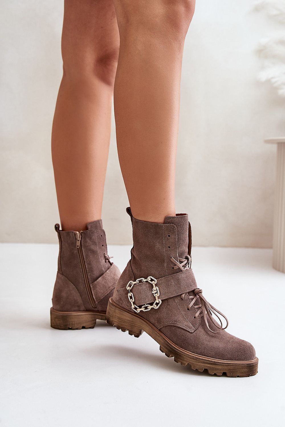 Bravura Suede Ankle Boots with Buckle