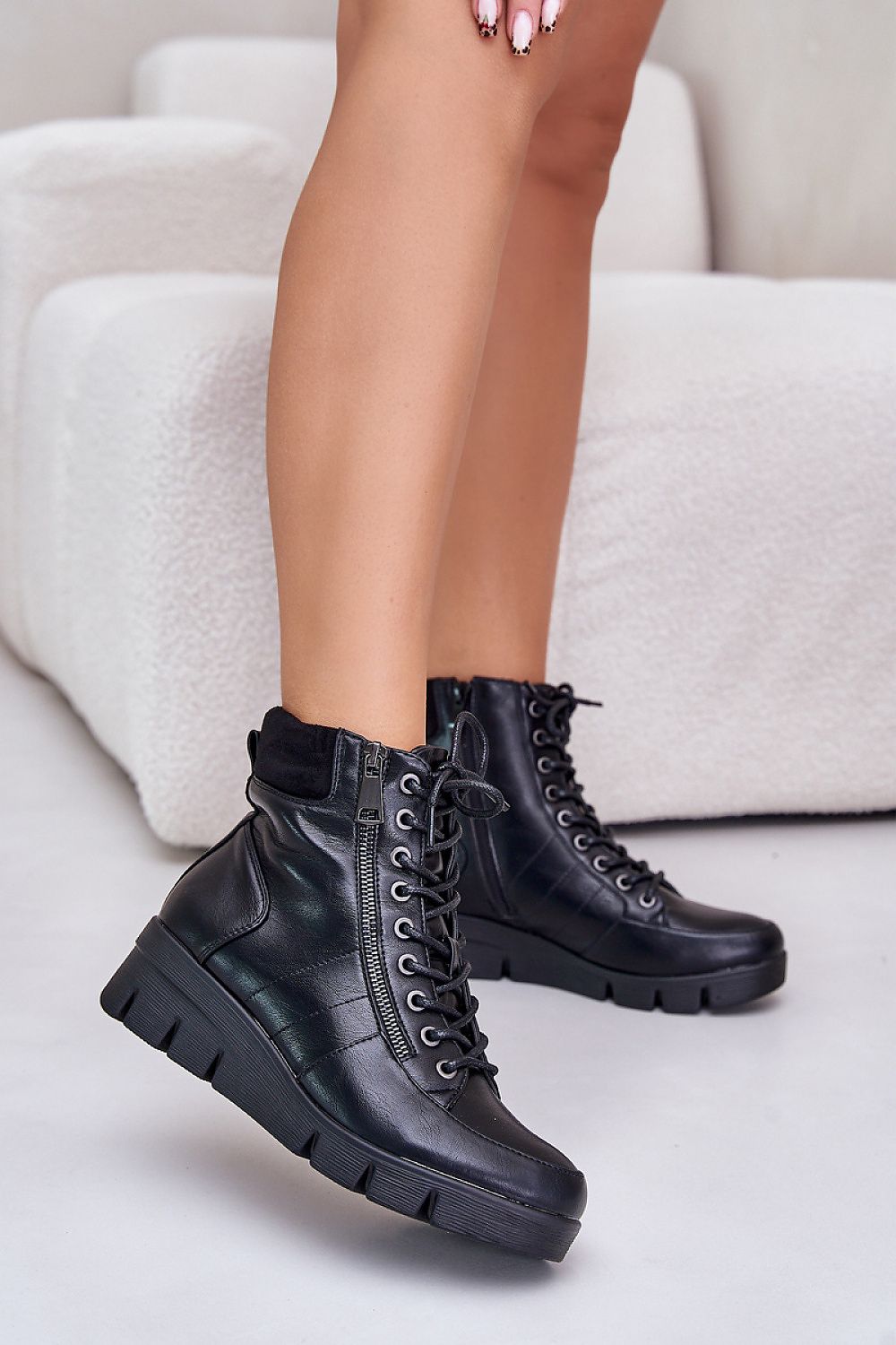 Myrella Platform Laced Winter Boots Premium Vegan Leather