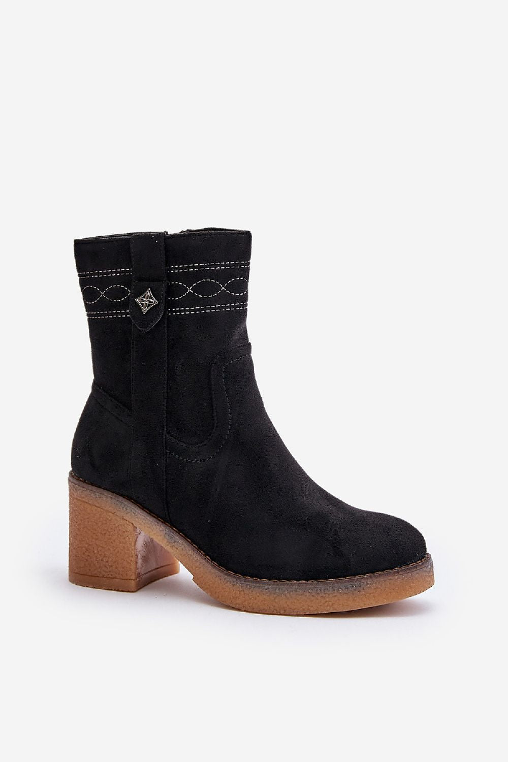 Evirenna Suede-Stitched Heel Boots
