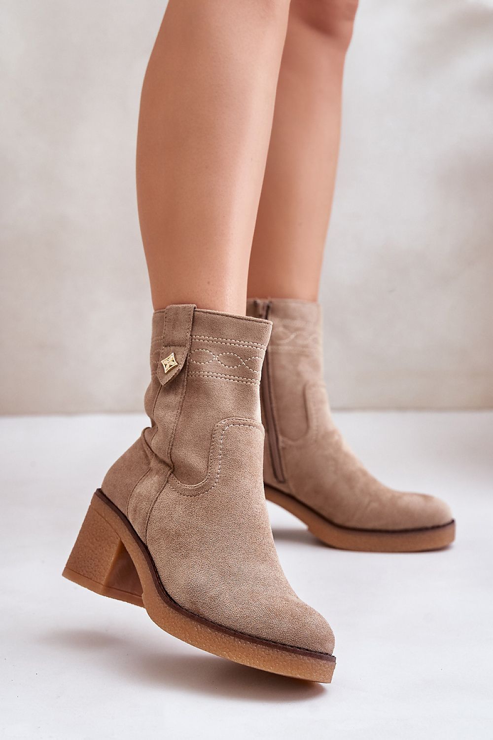 Evirenna Suede-Stitched Heel Boots