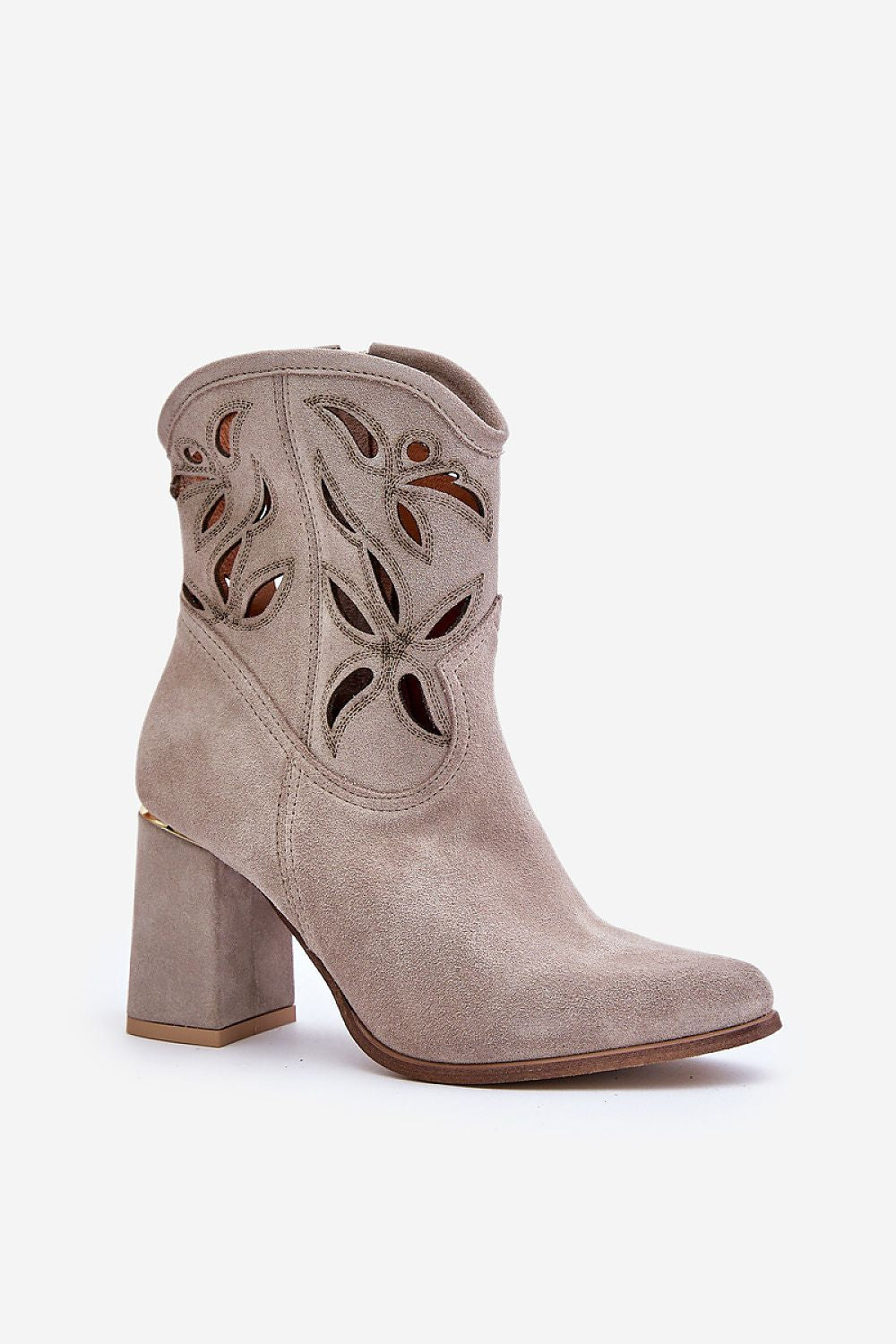 Lunavera Cutshade Openwork Boots Pointed Toe Suede Natural