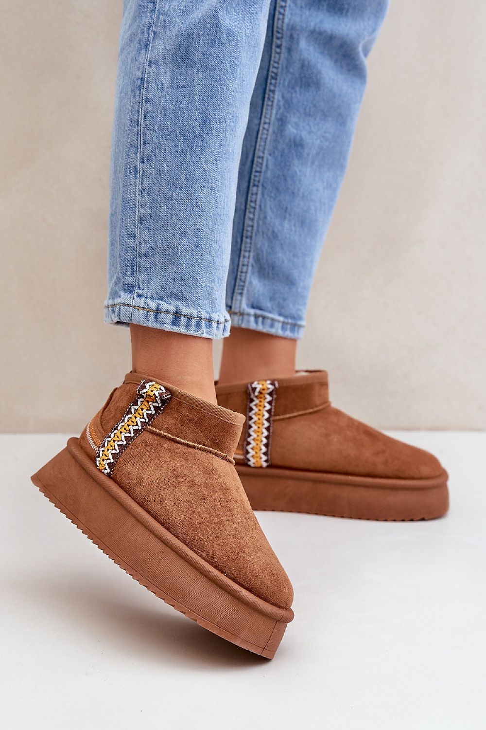 Azmira Aztec Platform Eco Suede Snow Boots Ankle High