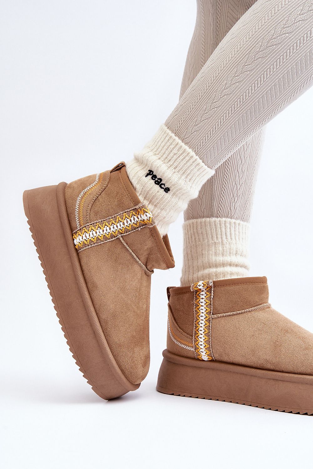 Azmira Aztec Platform Eco Suede Snow Boots Ankle High