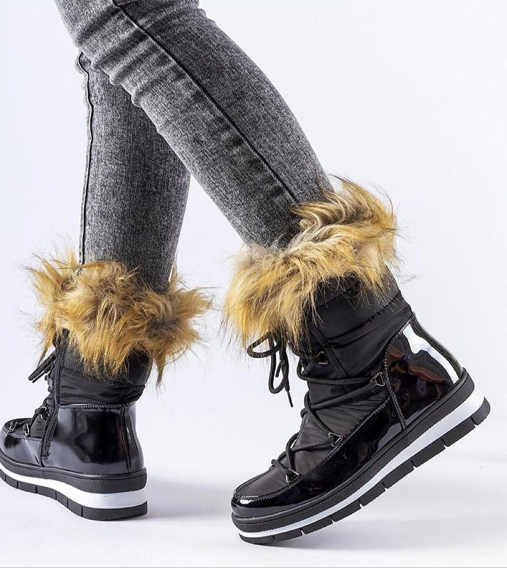 Furelle Gloss Winter Boots Insulated Vegan Fur Lining