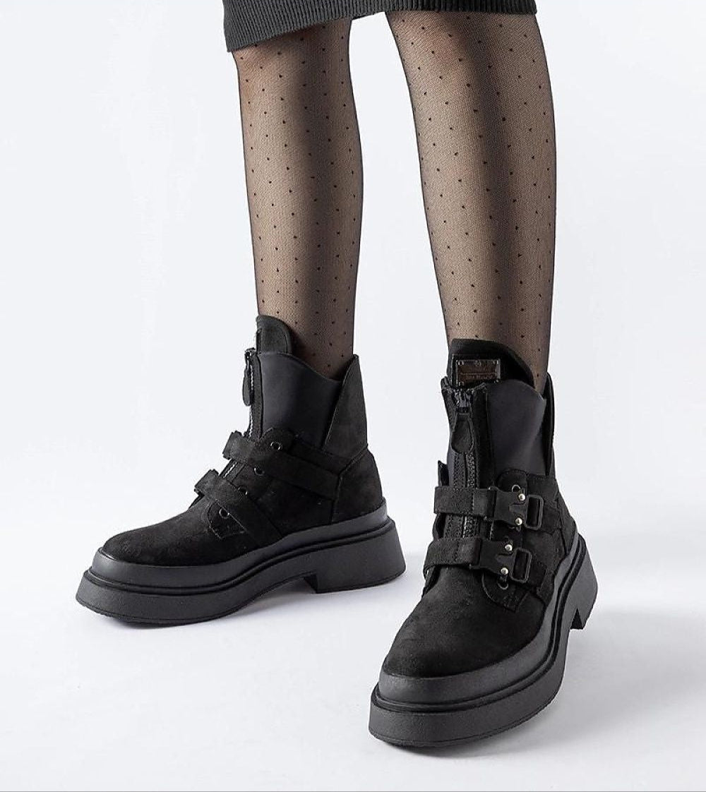 Norvella Buckled Platform Boots