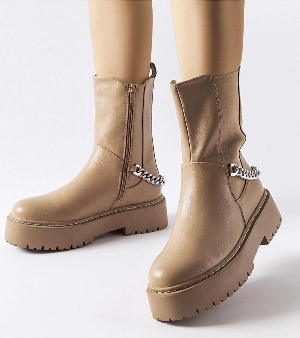Guglielmo Chain-Trimmed Flat Boots