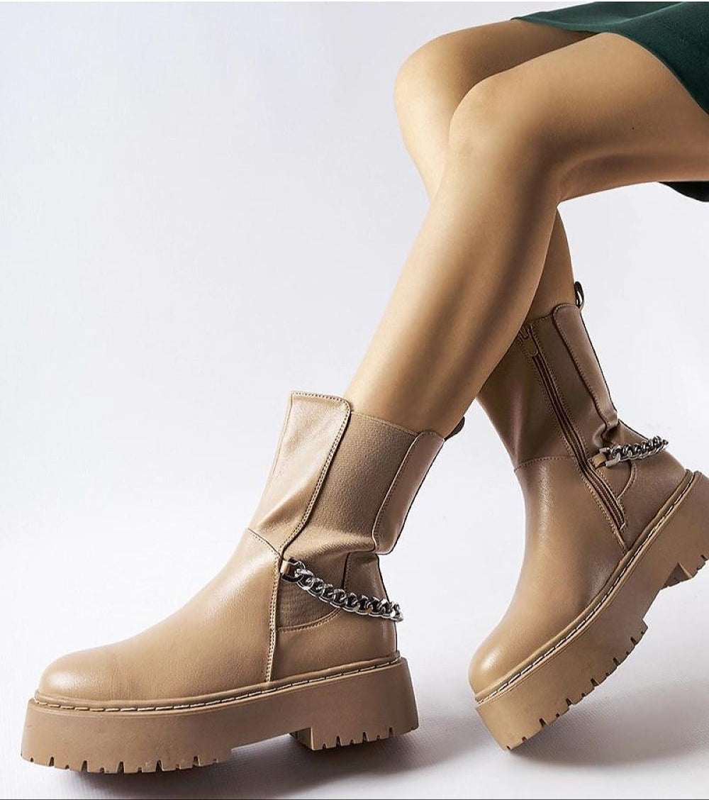 Guglielmo Chain-Trimmed Flat Boots