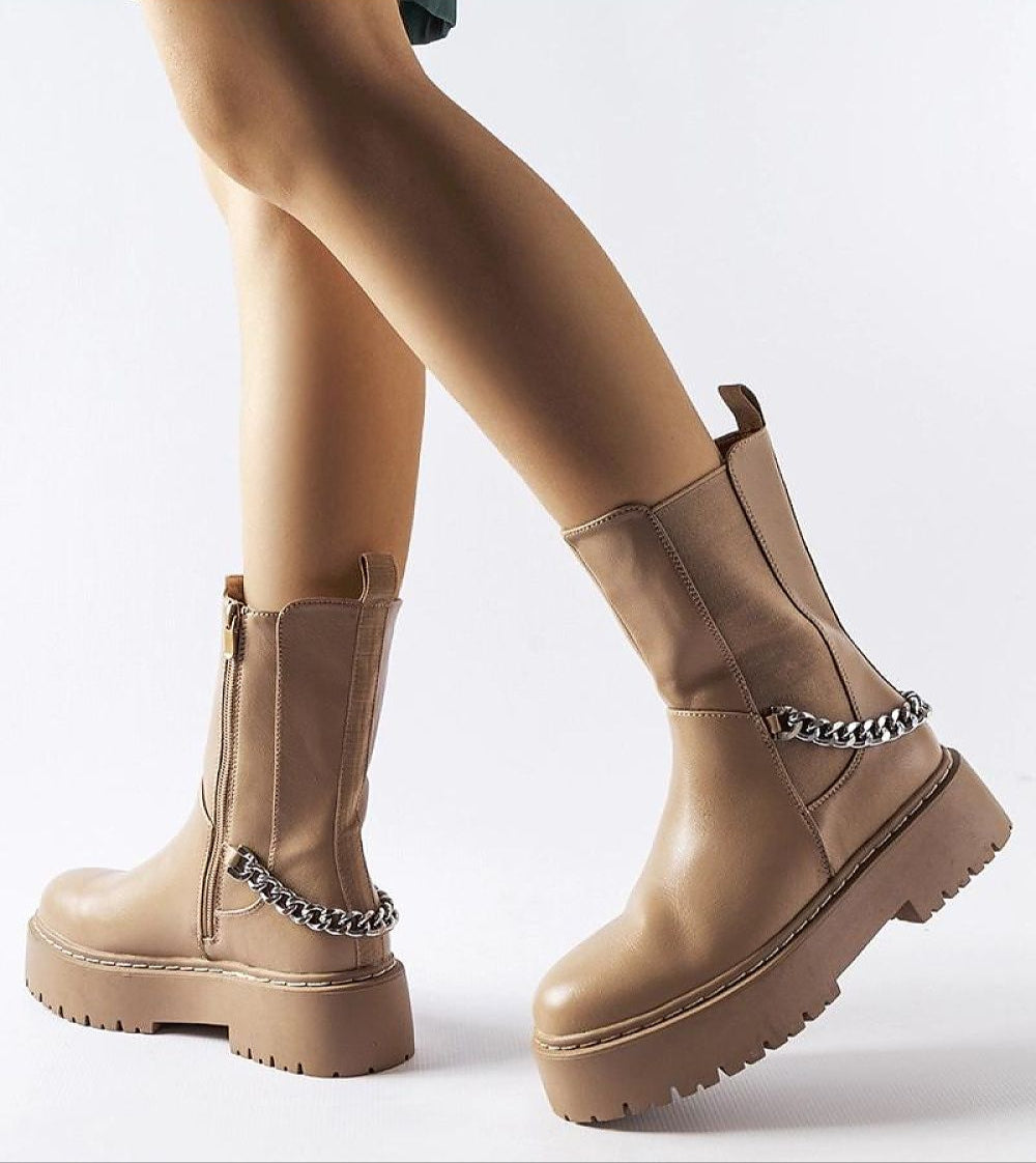 Guglielmo Chain-Trimmed Flat Boots