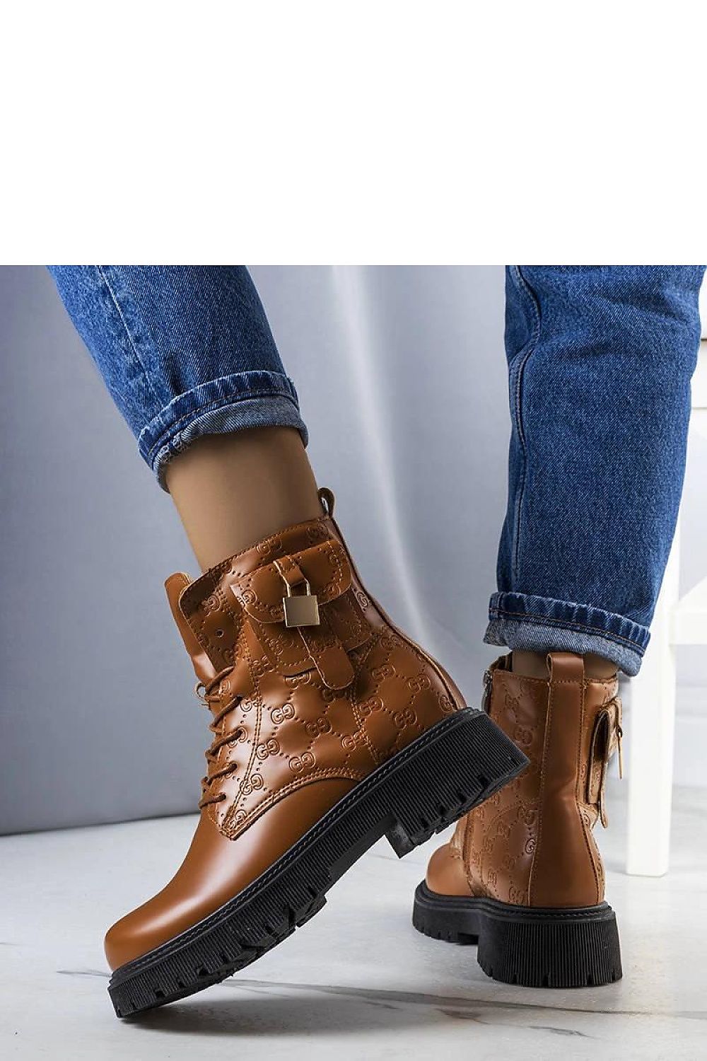 Coanira Brown Trapper Boots with Mini Padlock