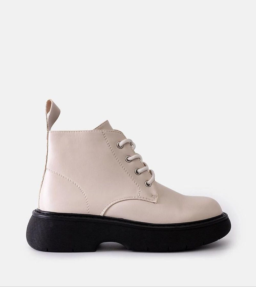 Solvaira Matte White Lace-Up Boots