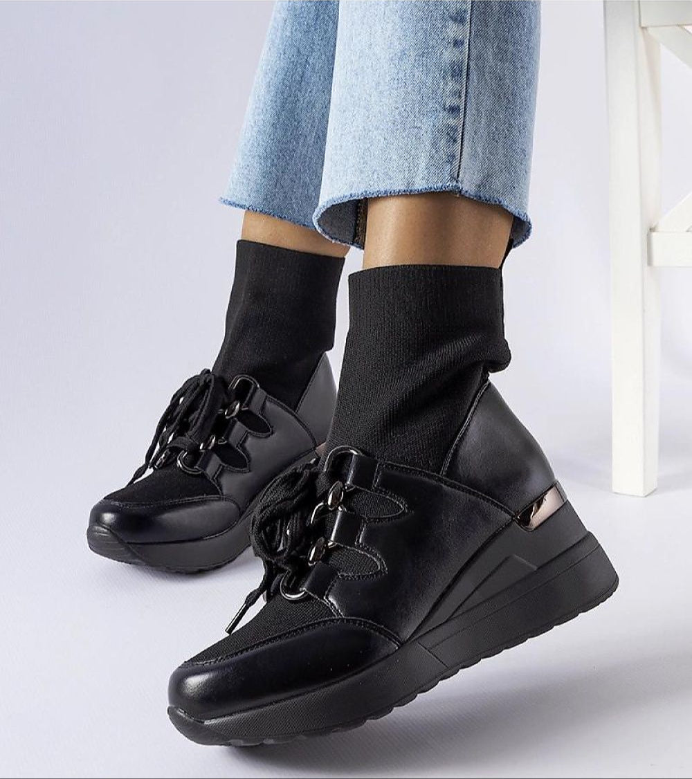 Rochon Black Platform Buskin Boots
