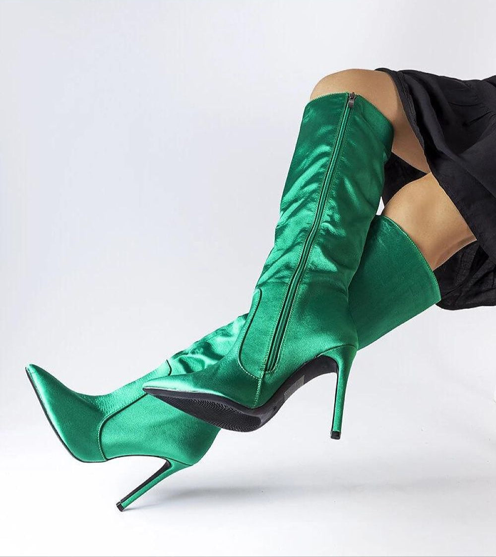 Marlengo Stiletto Boots Women’s Textile Deep Green