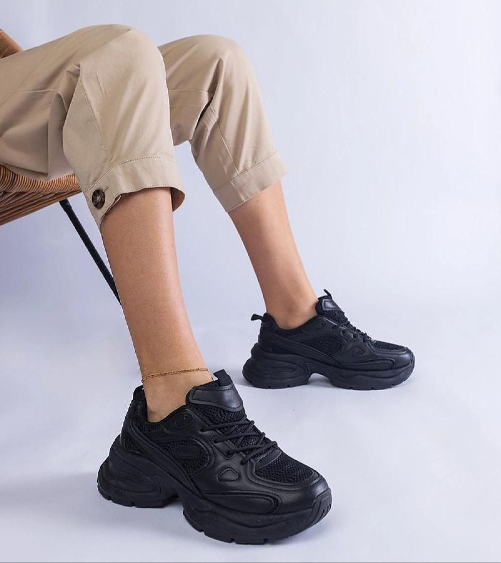 Elphira White Chunky Sole Sneakers