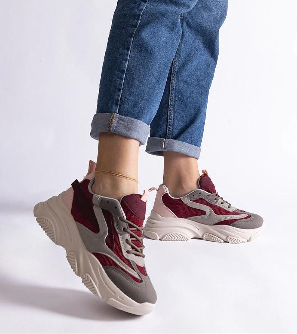 Cordevia Burgundy-Grey Urban Sneakers