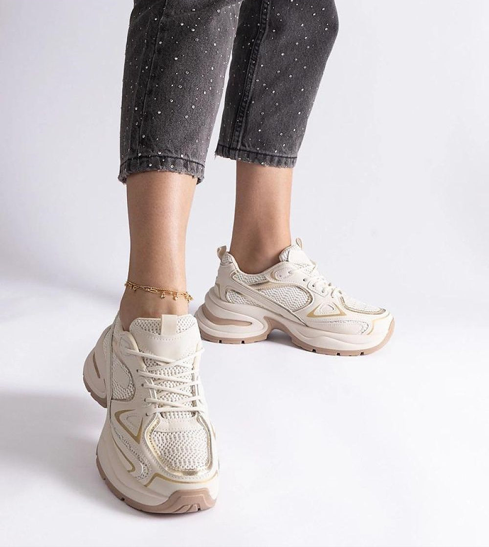 Elphira White Chunky Sole Sneakers