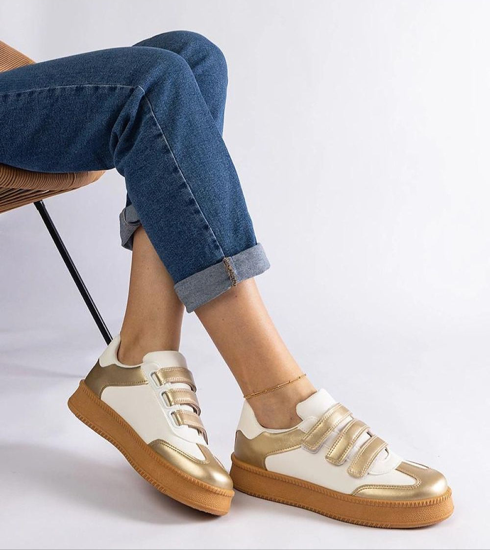 Elurea Gold Velcro Street Sneakers
