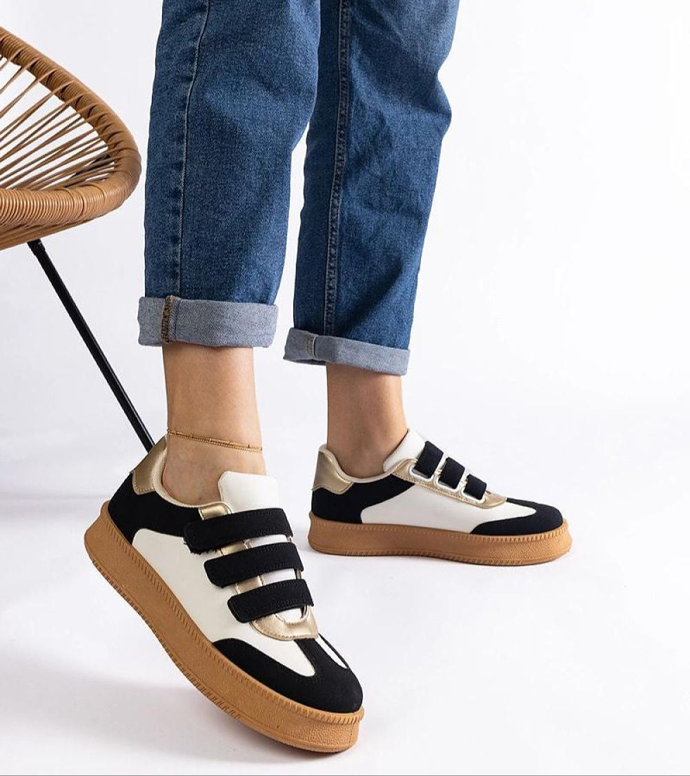 Elurea Gold Velcro Street Sneakers