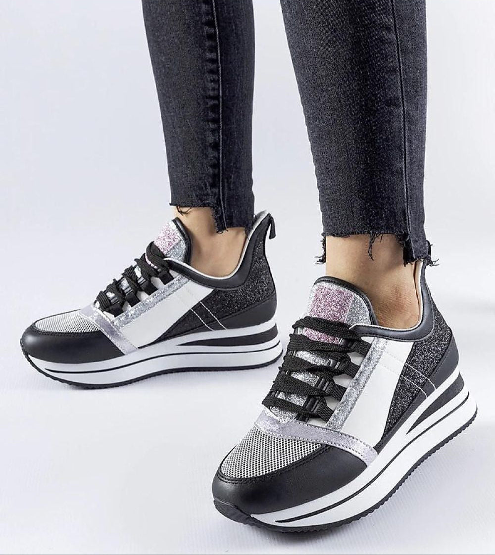 Glevara Glitter Platform Sneakers