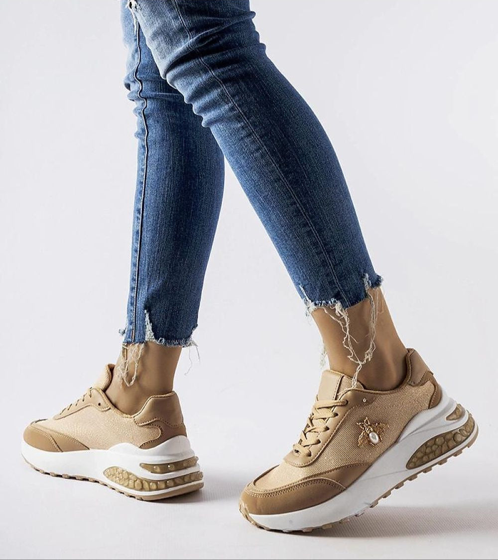 Acciano Brown-White Panel Sneakers