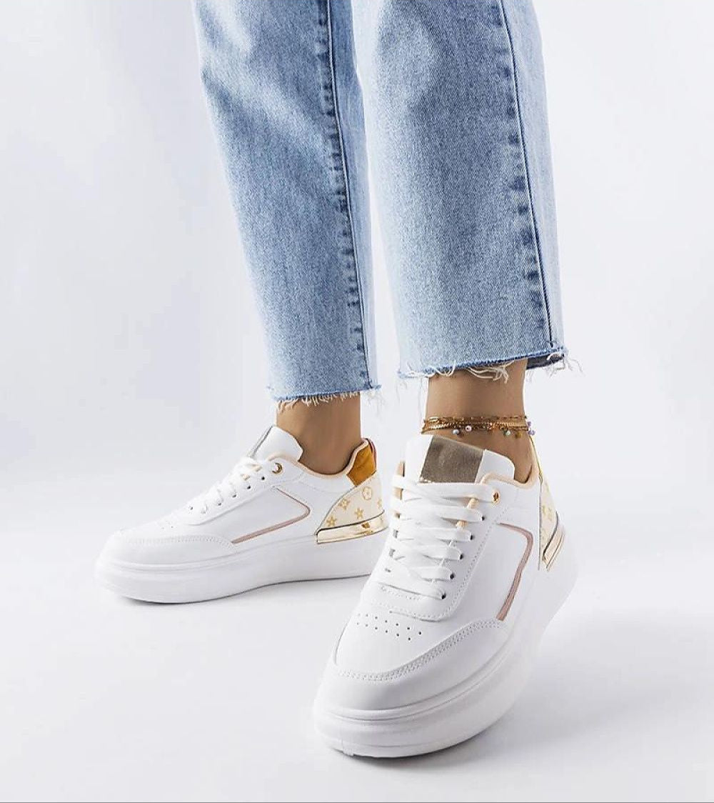 Marriale White Sneakers with Beige Detail