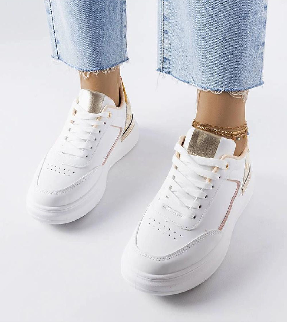 Marriale White Sneakers with Beige Detail