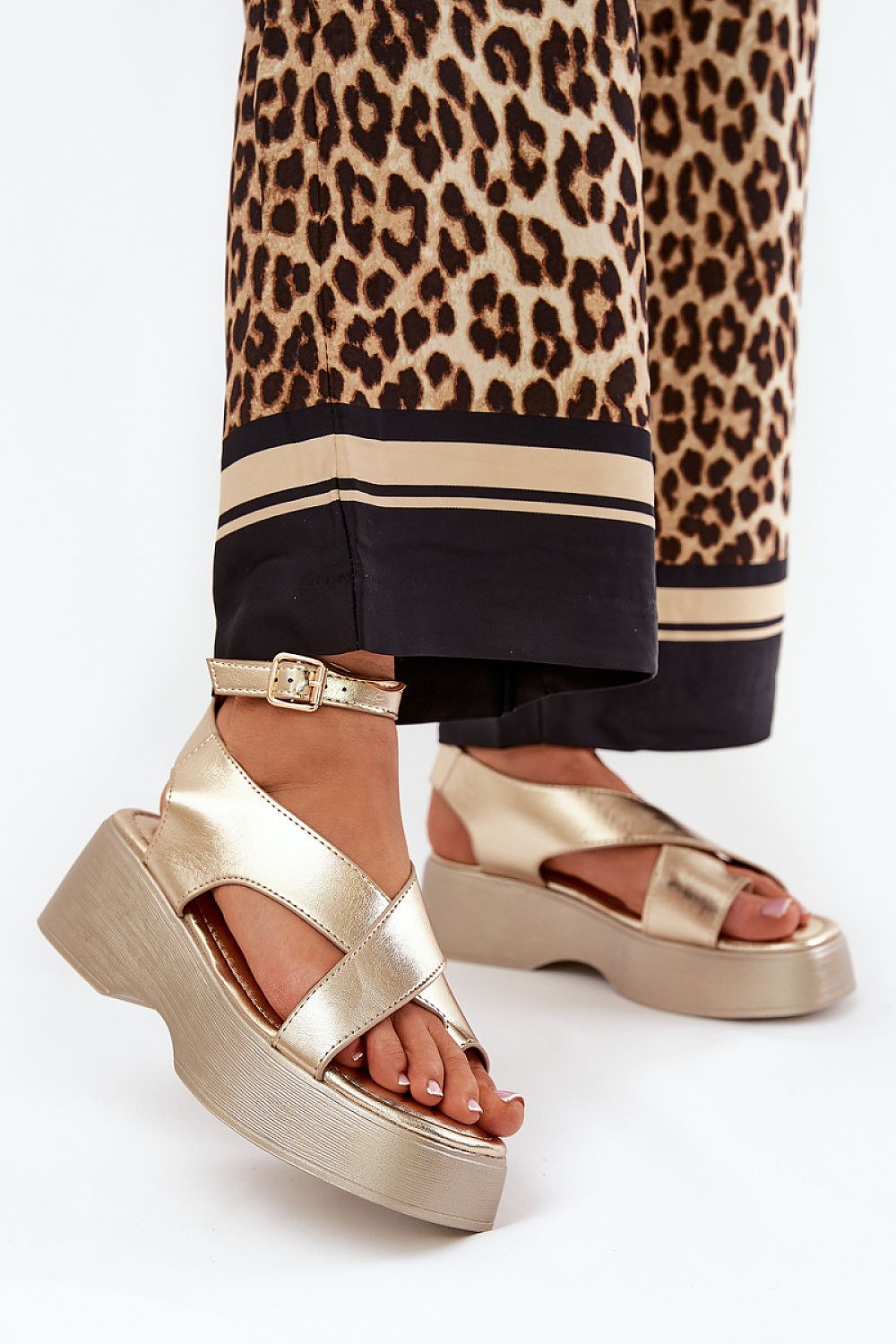 Lirianne Platform Buckle Sandals Open Toe Vegan Leather