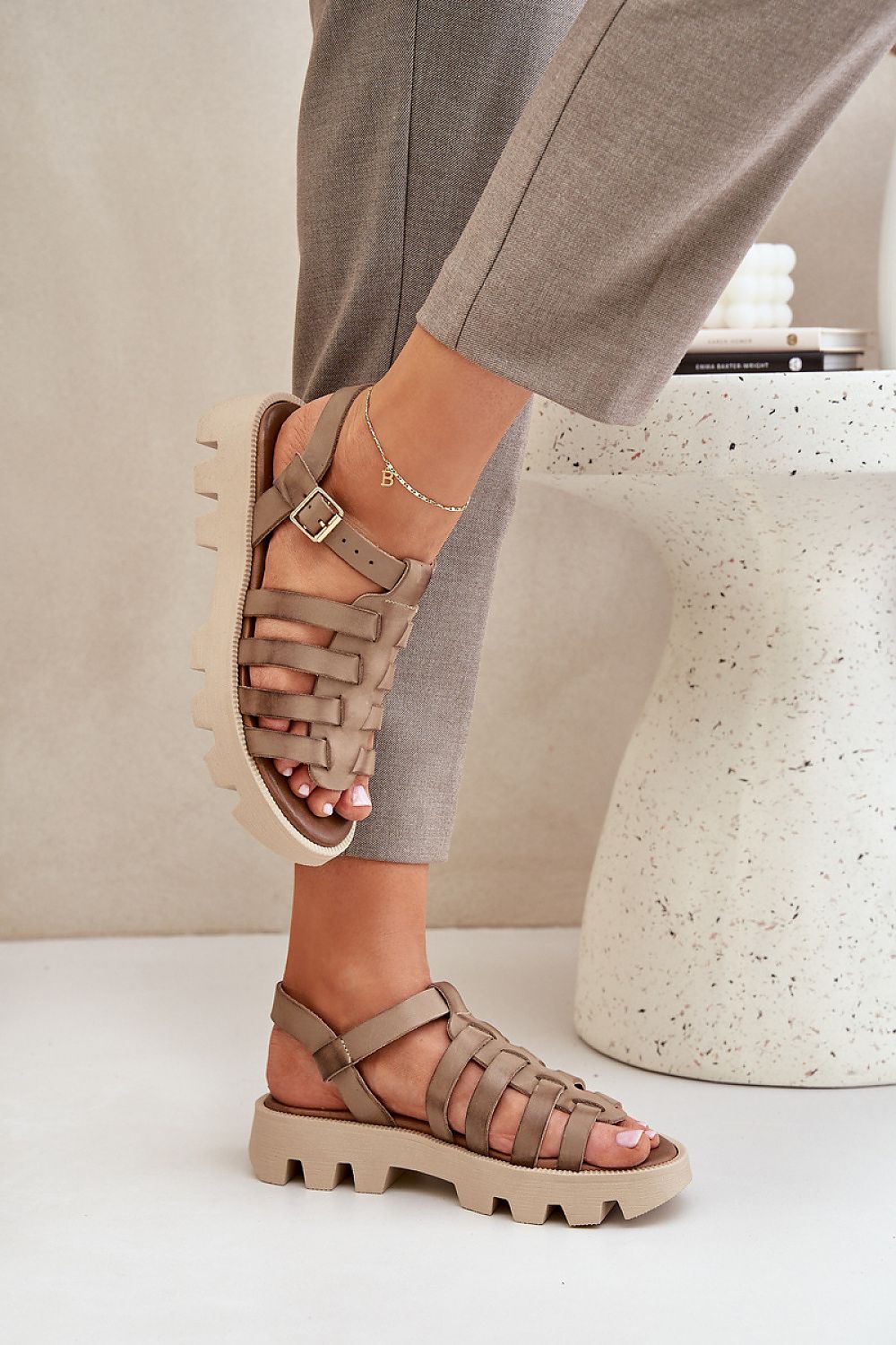 Rovenne Studded Platform Leather Sandals