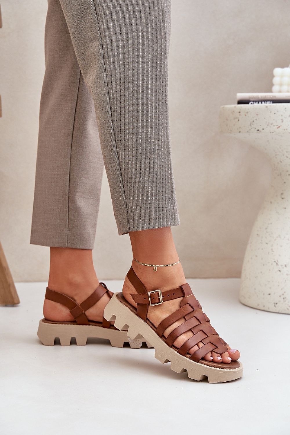 Rovenne Studded Platform Leather Sandals