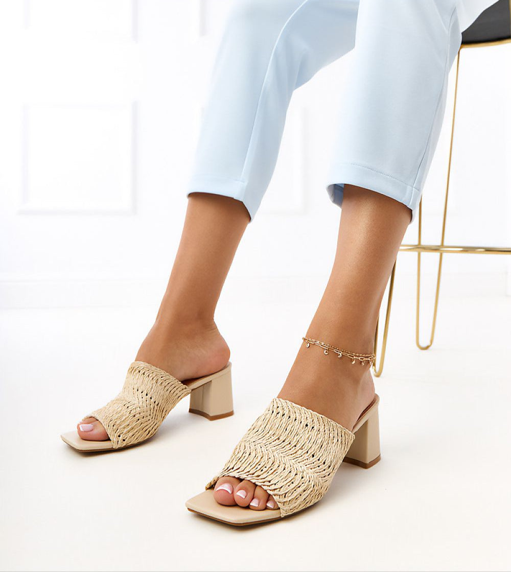 Larvienne Woven Heel Sandals Vegan Leather Premium