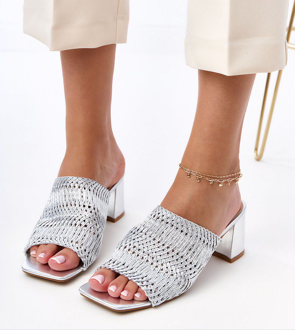 Larvienne Woven Heel Sandals Vegan Leather Premium